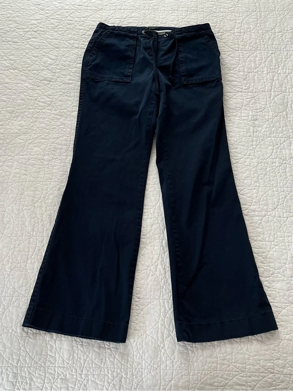 J. Crew Navy “City Fit” Drawstring Wide-Leg Cotton Pants Nautical Coastal